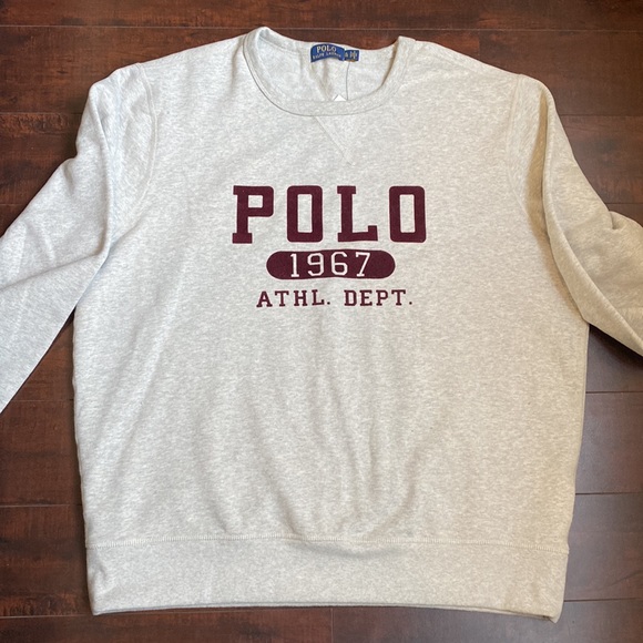 Men’s Polo Ralph Lauren POLO 1967 Athletic. Dept. Grey Crew Sweatshirt, XL, XXL - Picture 5 of 11